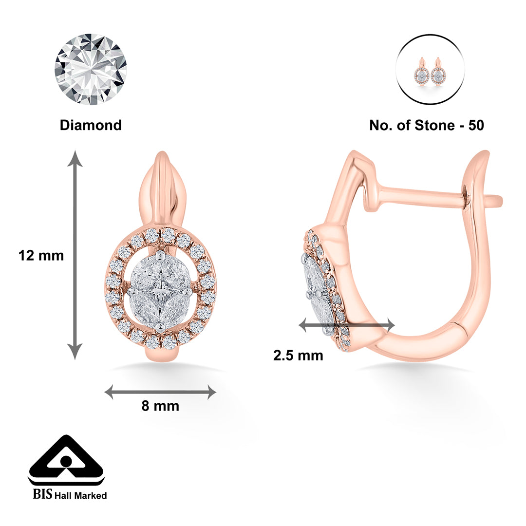 orbelle charm rose gold hoops & huggies earring for woman