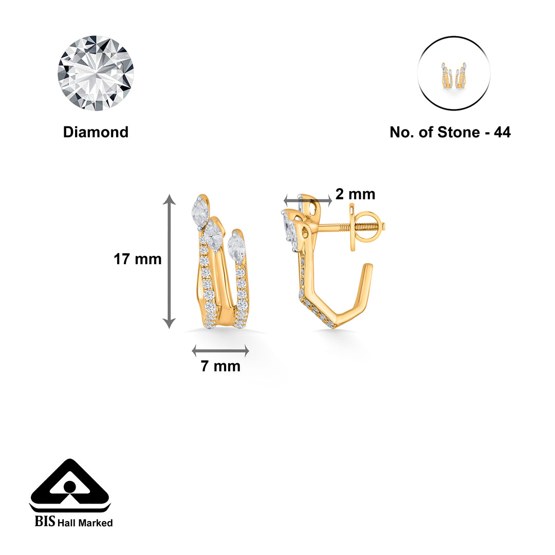 sparkling peaks gold stud diamond earring for woman