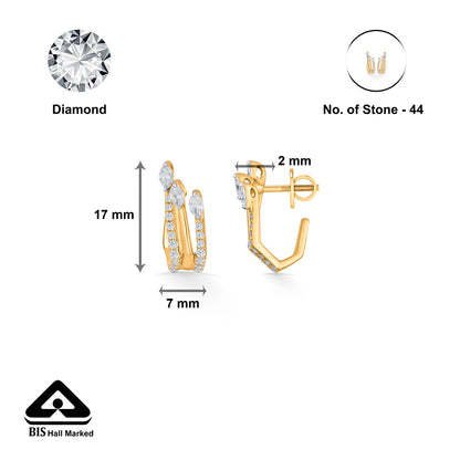 Sparkling Peaks Gold Stud Diamond Earring for Woman
