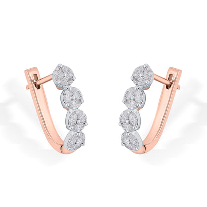 Lustrous Layers Gold Stud Diamond Earring for Woman