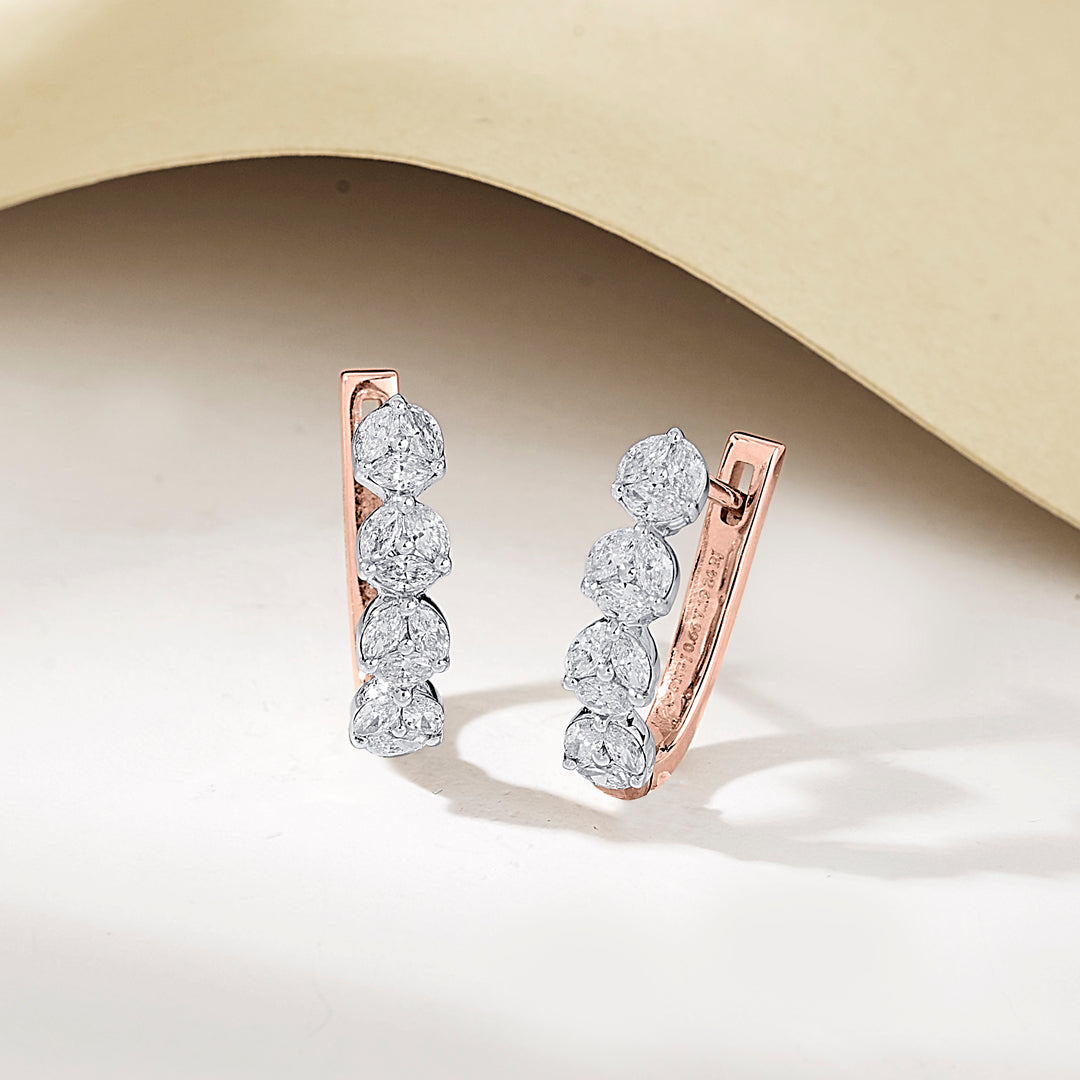 Lustrous Layers Gold Stud Diamond Earring for Women