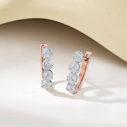 Lustrous Layers Gold Stud Diamond Earring for Woman