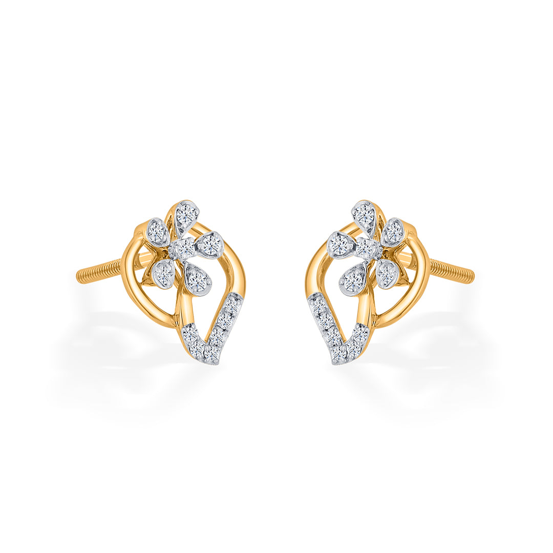 petal symphony gold stud diamond earring for woman