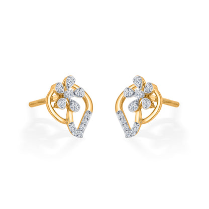 Petal Symphony Gold Stud Diamond Earring for Woman
