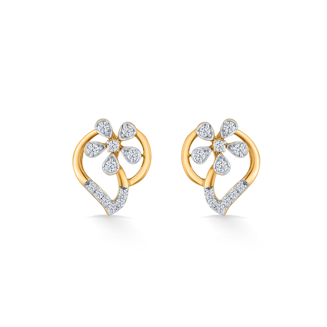 petal symphony gold stud diamond earring for women