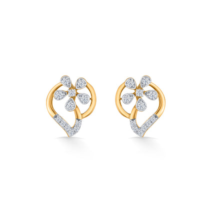 Petal Symphony Gold Stud Diamond Earring for Women