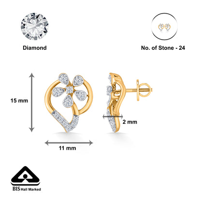 Petal Symphony Gold Stud Diamond Earring for Woman