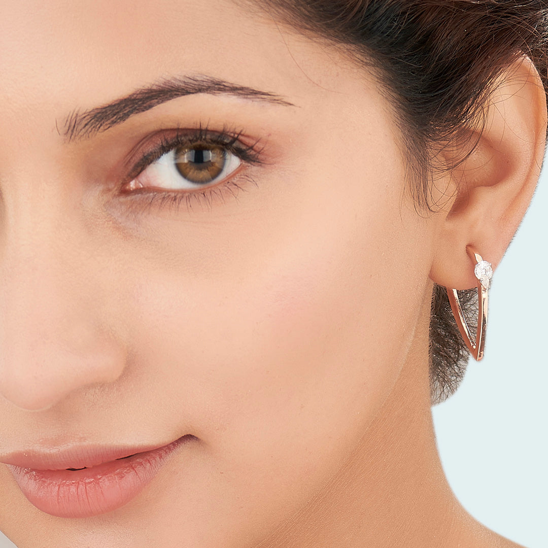 Gilded Sequence Gold Stud Diamond Earring for Women