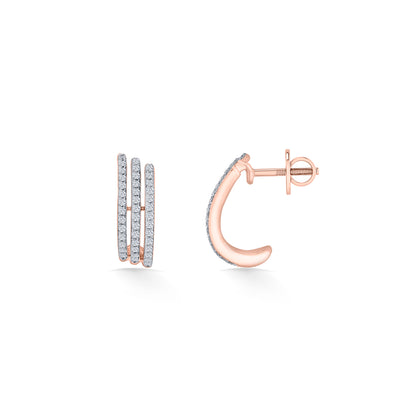 Twinkling Threads Rose Gold Hoops & Huggies Earring for Woman