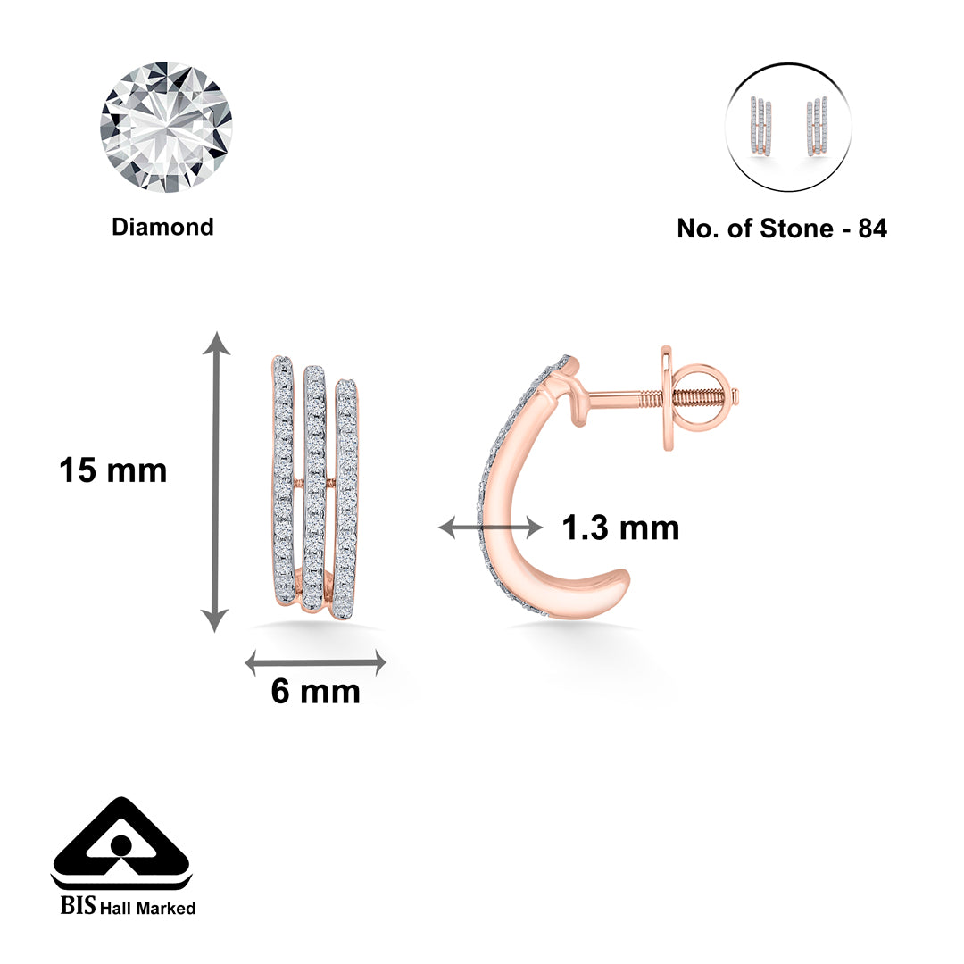 twinkling threads rose gold hoops & huggies earring for woman