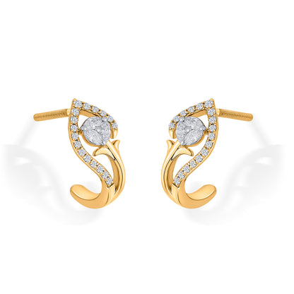 Twist Bloom Yellow Gold Hoops & Huggies Earring for Woman