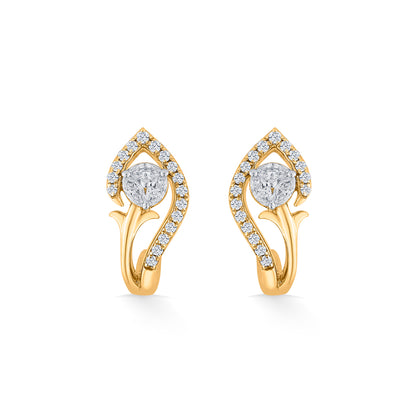 Twist Bloom Yellow Gold Hoops & Huggies Earring for Women