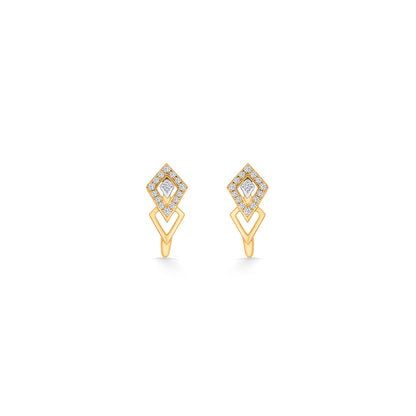 Twinned Treasure Gold & Diamond Hoops & Huggies Earring For Women