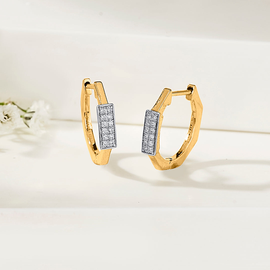 Modern Axis Gold & Diamond Stud Earring For Women