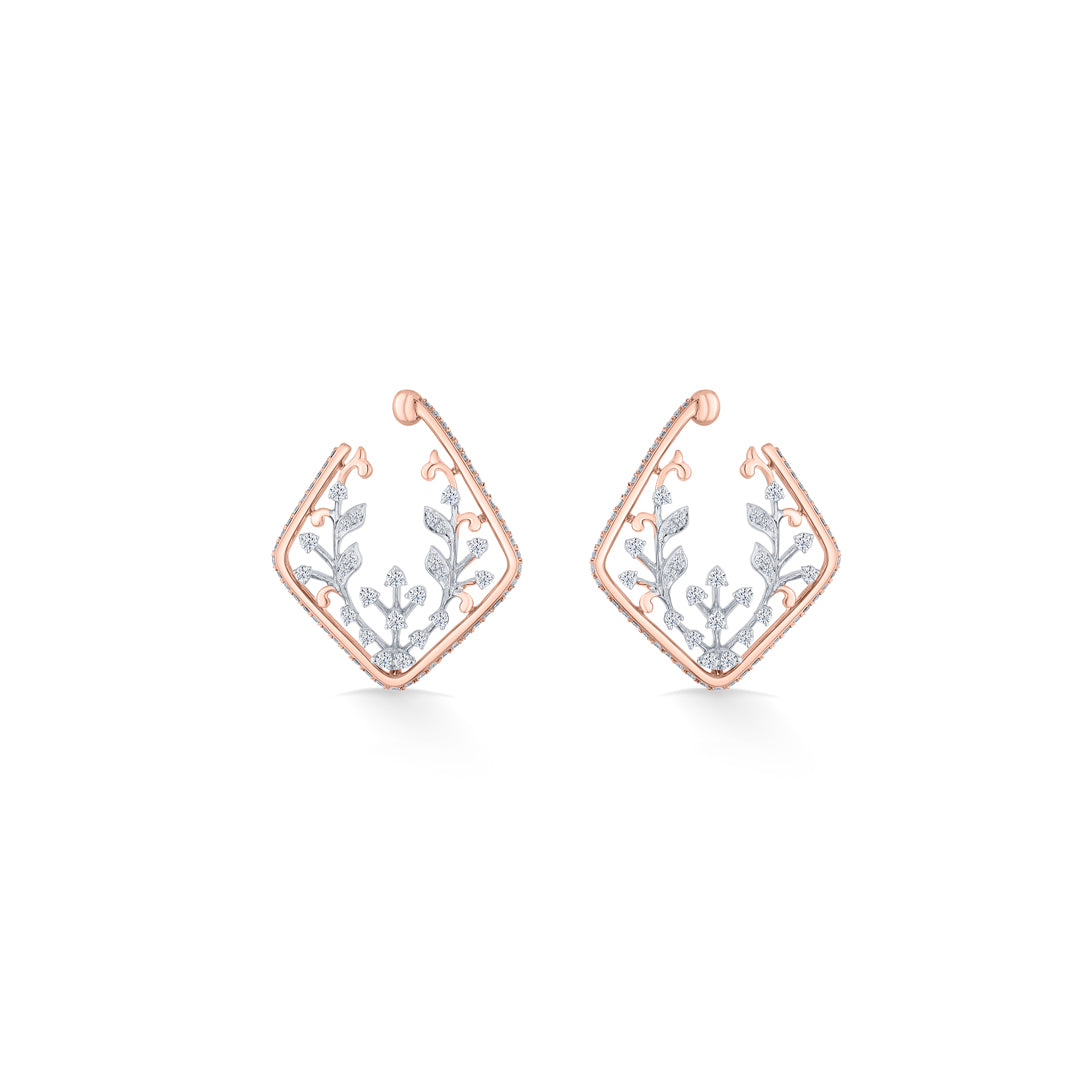 sparkling vine gold stud diamond earring for women