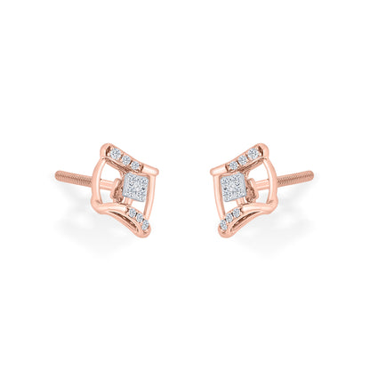 Majestic Frame Yellow Gold Stud Earring for Woman