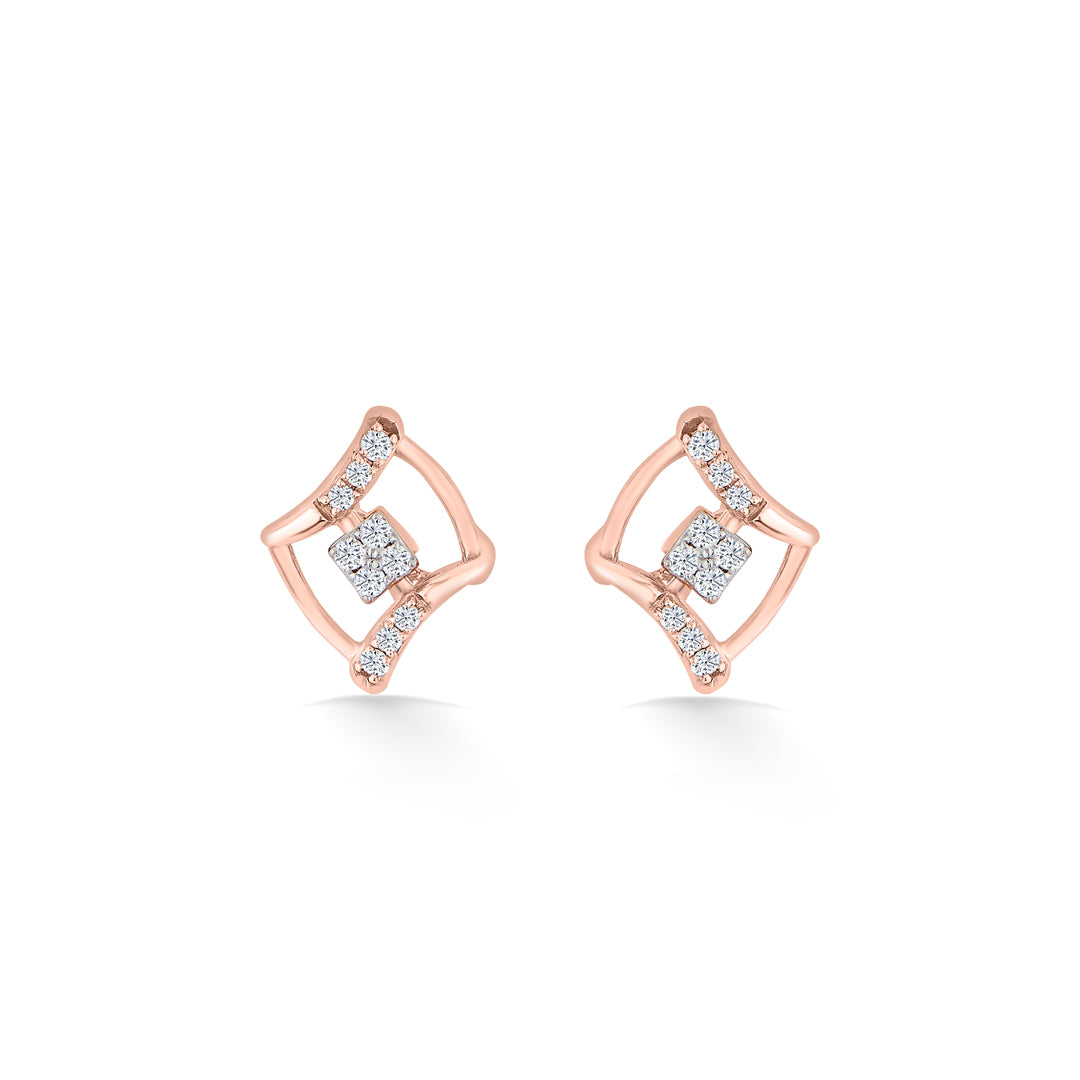 majestic frame yellow gold stud earring for women