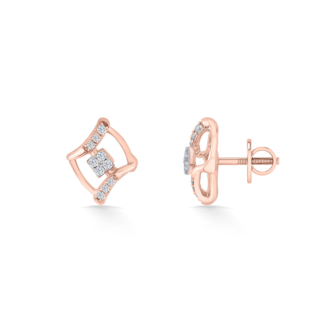 majestic frame yellow gold stud earring for woman