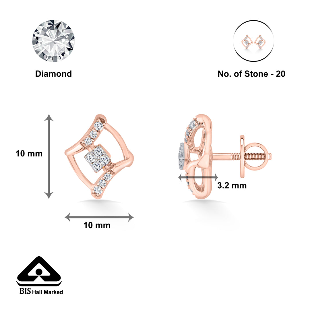 majestic frame yellow gold stud earring for woman