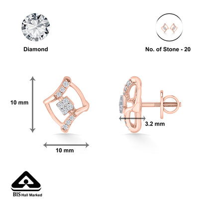 Majestic Frame Yellow Gold Stud Earring for Woman