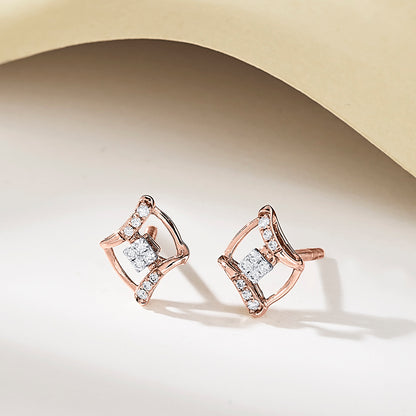 Majestic Frame Yellow Gold Stud Earring for Women