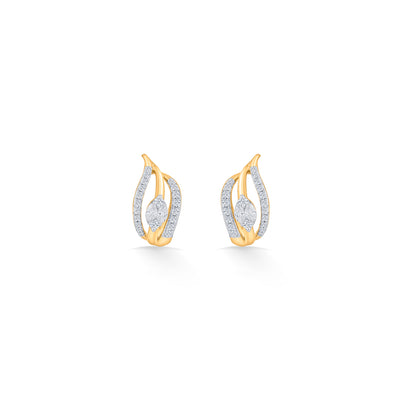 Radiant Waves Yellow Gold Stud Earring for Women