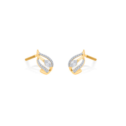 Radiant Waves Yellow Gold Stud Earring for Woman