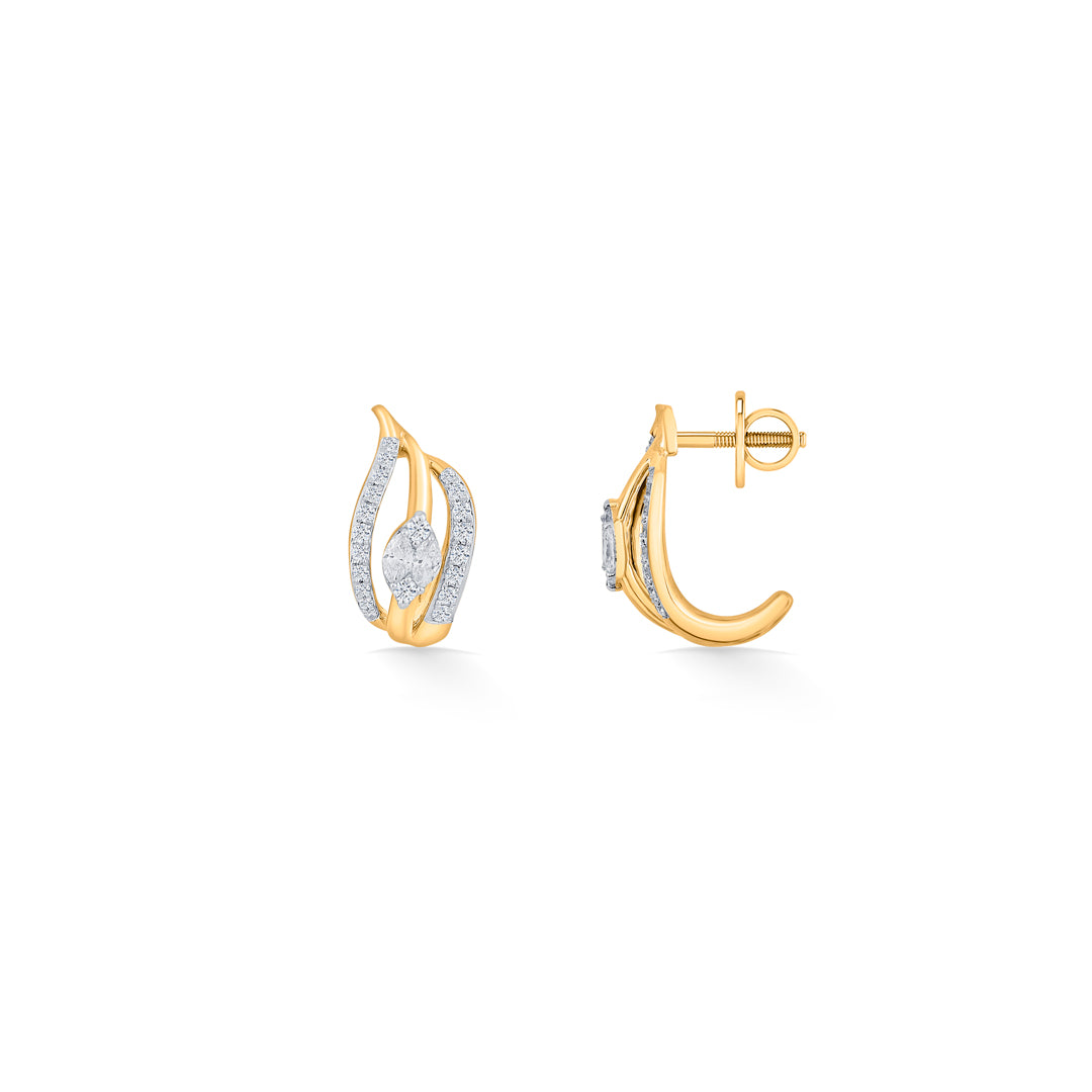 radiant waves yellow gold stud earring for woman