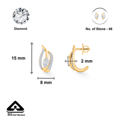 Radiant Waves Yellow Gold Stud Earring for Woman