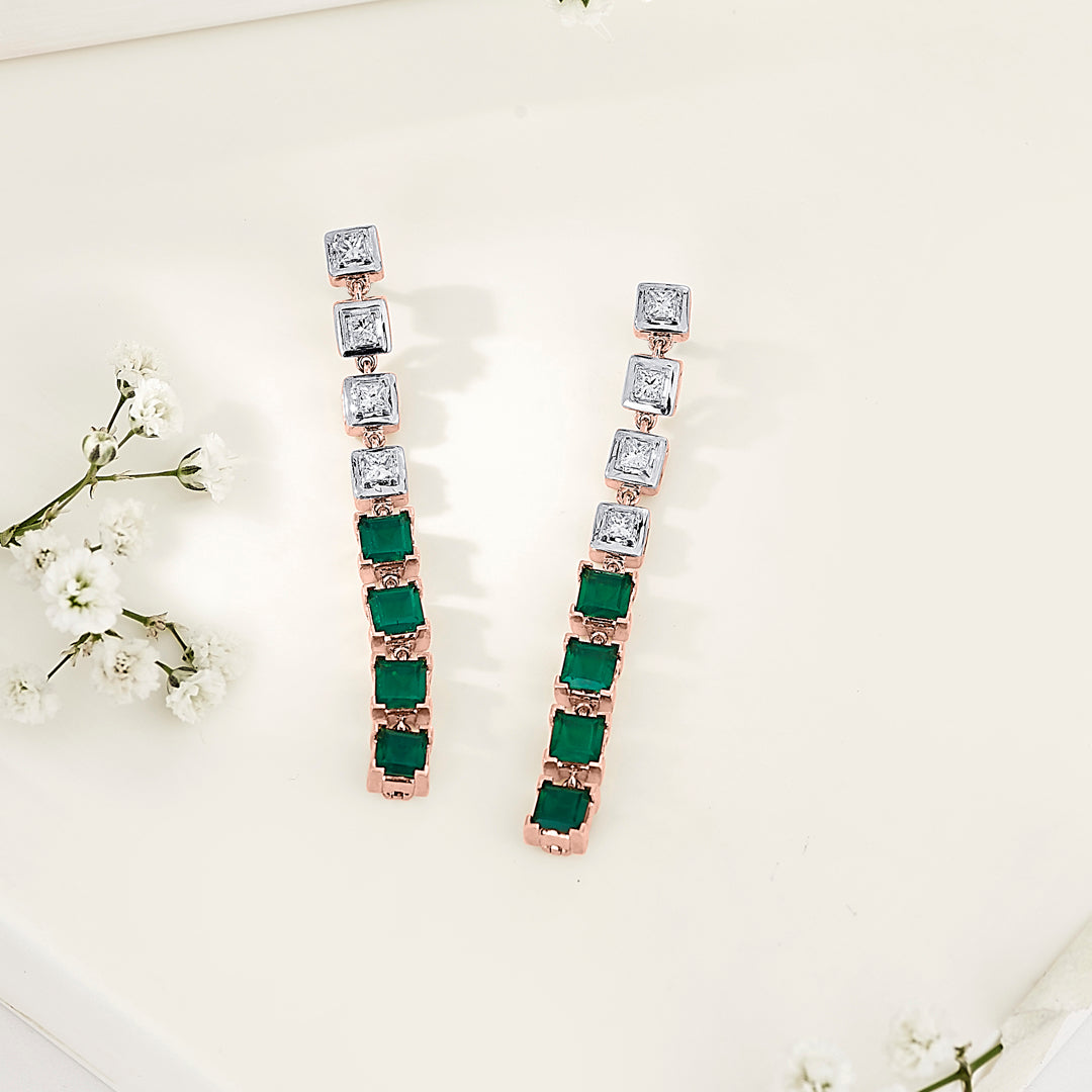Emerald Falls Gold Stud Diamond Earring for Women