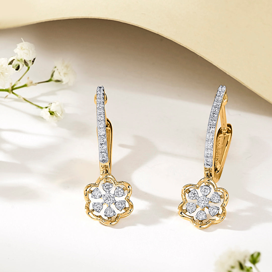 Starflower Glow Yellow Gold Dangler Earring for Women