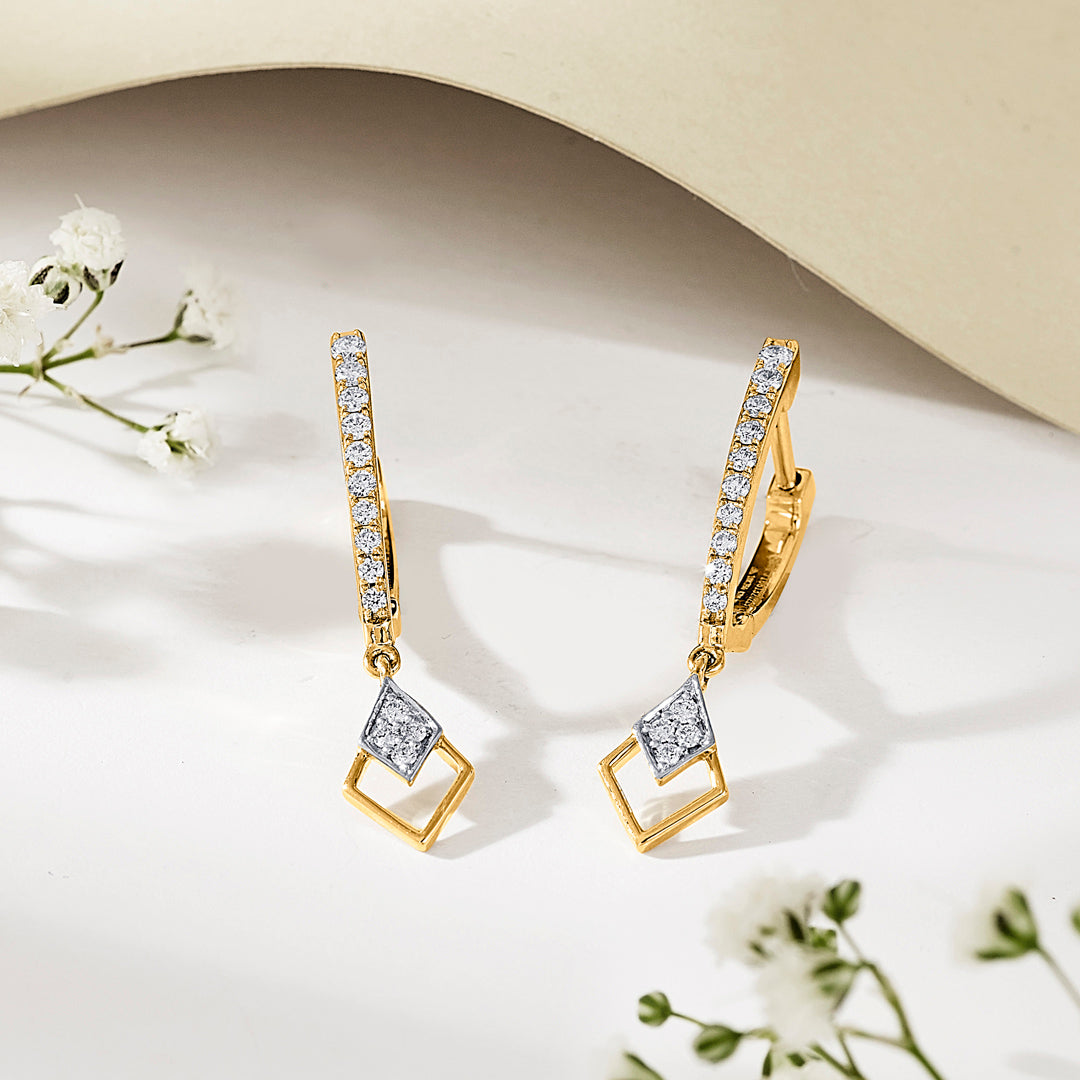 Gilded Glimmer Yellow Gold Dangler Earring for Women