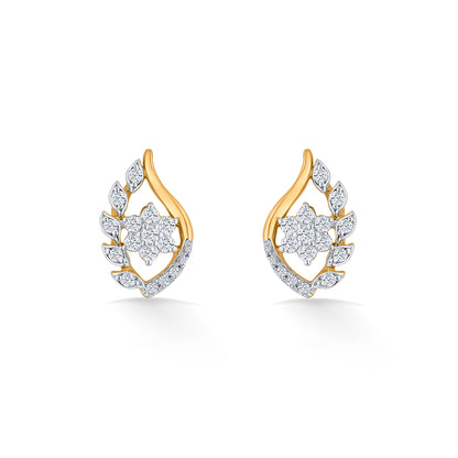 Ornate Flora Yellow Gold Stud Earring for Women