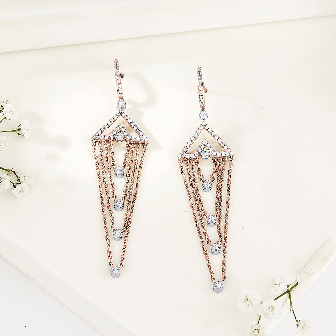 Cascade of Grace Gold & Diamond Drops & Dangler Earring For Women