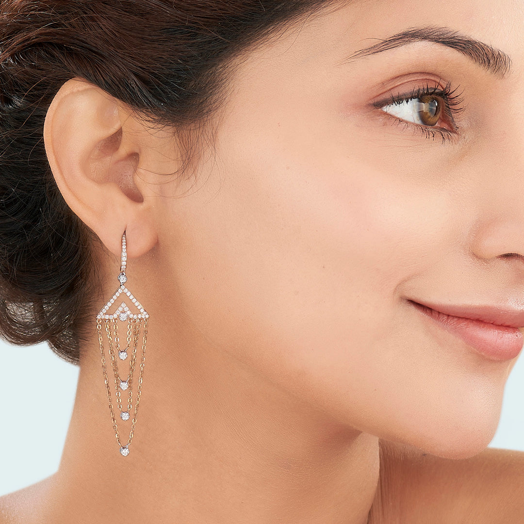 Cascade of Grace Gold & Diamond Drops & Dangler Earring For Women