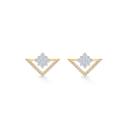 Tri Dazzle Gold Stud Diamond Earring for Women