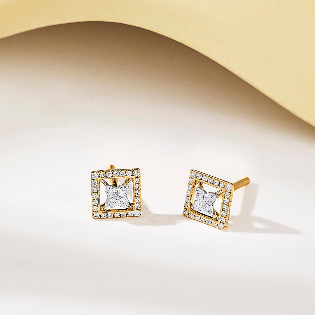 Royal Enclave Yellow Gold Stud Earring for Women