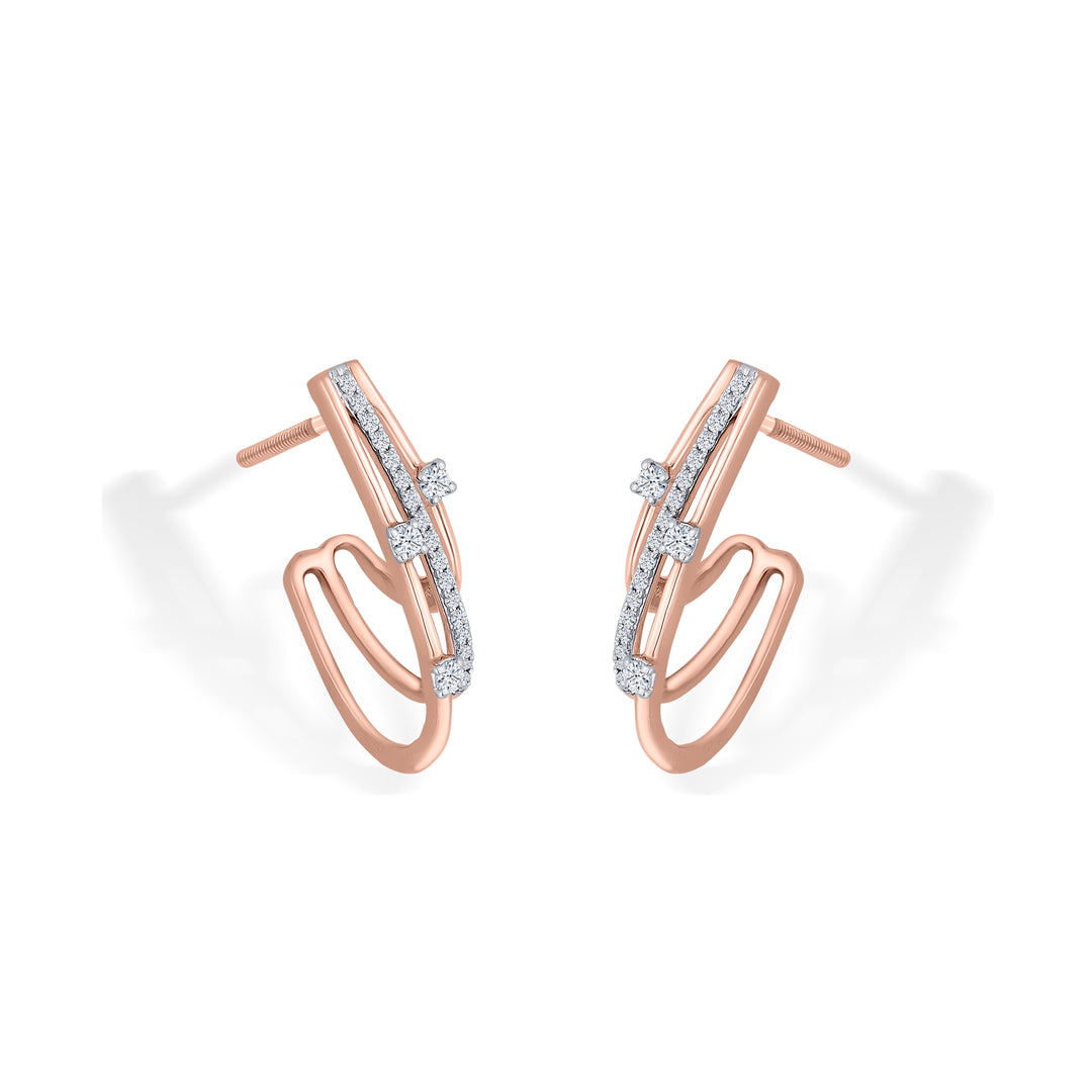 shimmering strands gold stud diamond earring for woman