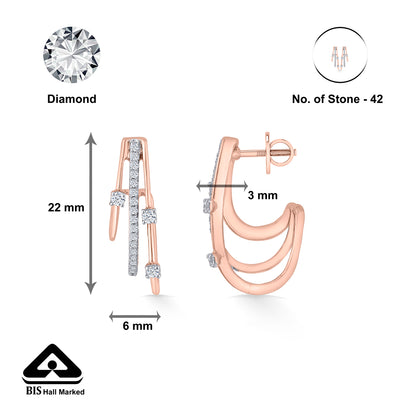 Shimmering Strands Gold Stud Diamond Earring for Woman