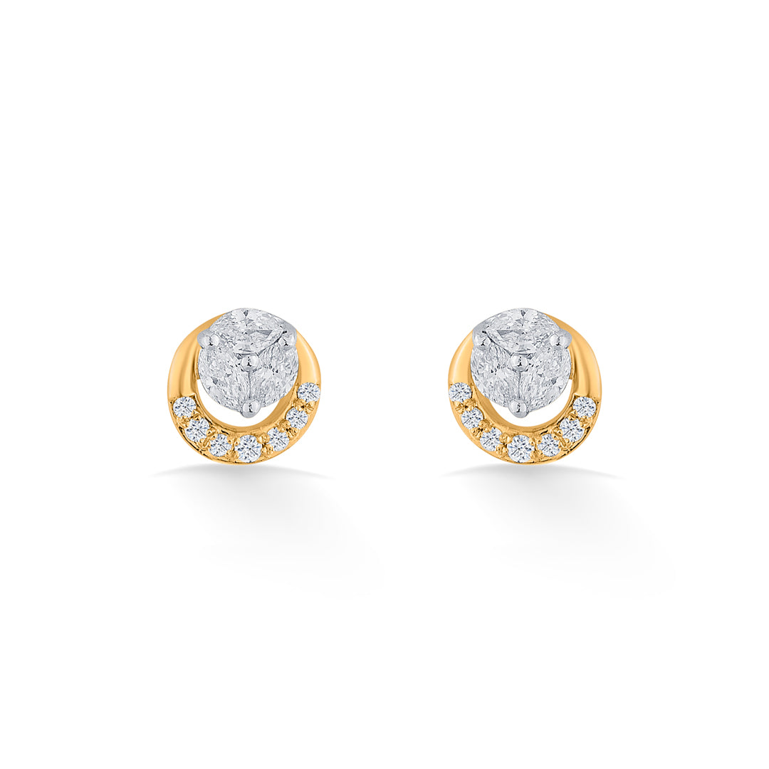 golden whirl yellow gold stud earring for women