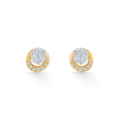 Golden Whirl Yellow Gold Stud Earring for Women