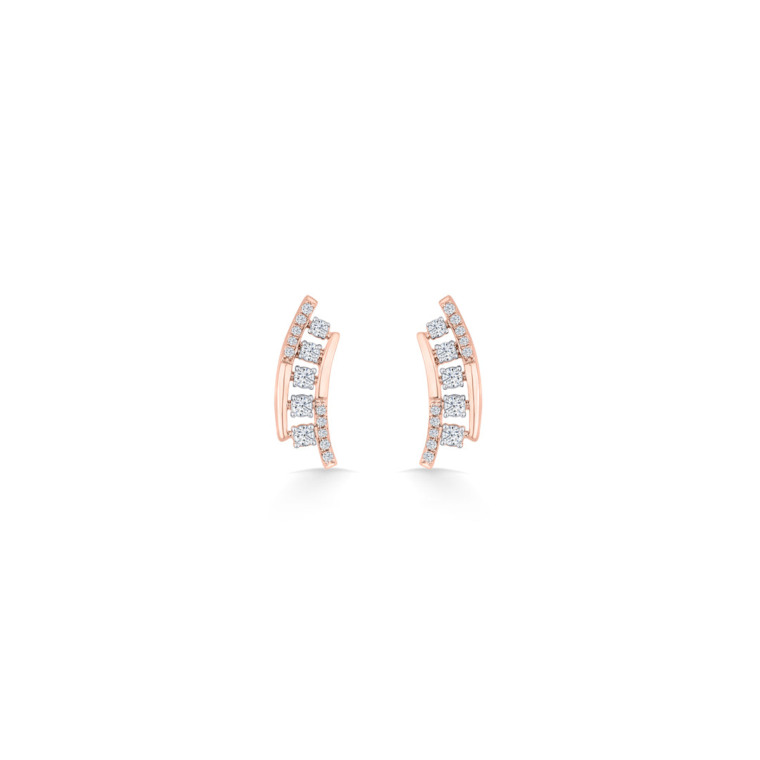 stairway spark gold & diamond stud earring for women
