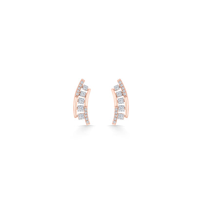 Stairway Spark Gold & Diamond Stud Earring For Women