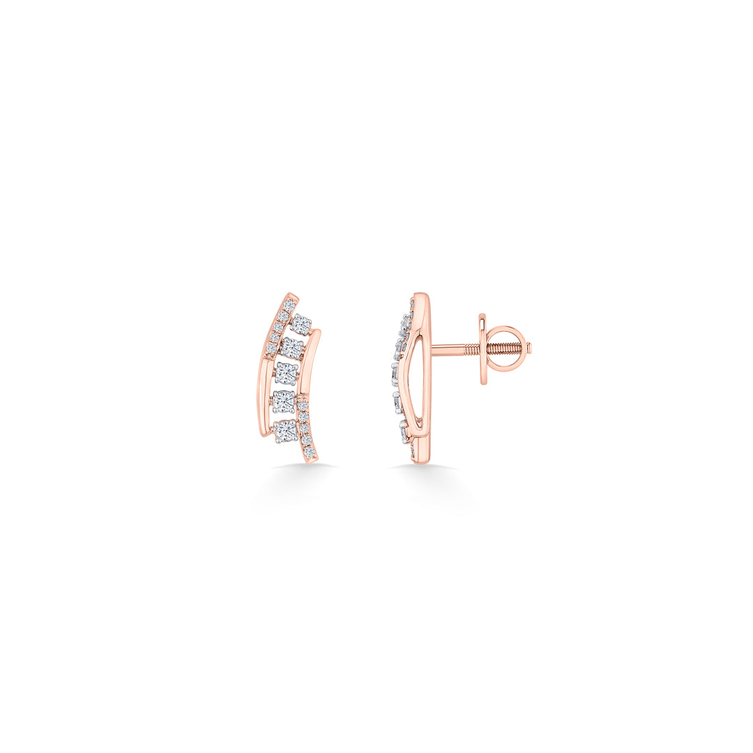 stairway spark gold & diamond stud earring for woman