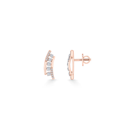 Stairway Spark Gold & Diamond Stud Earring For Woman