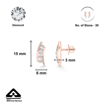 Stairway Spark Gold & Diamond Stud Earring For Woman