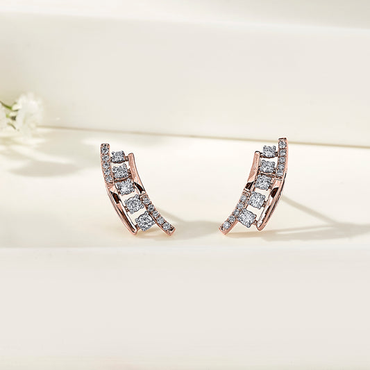 Stairway Spark Gold & Diamond Stud Earring For Women