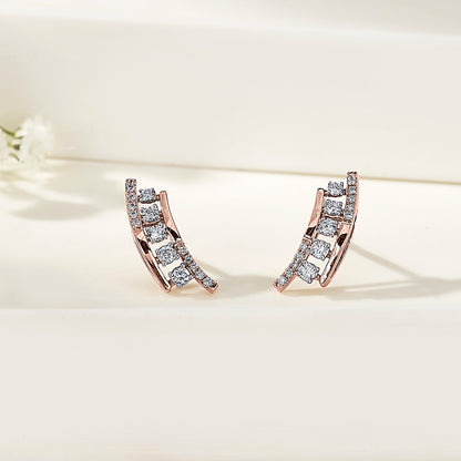 Stairway Spark Gold & Diamond Stud Earring For Woman