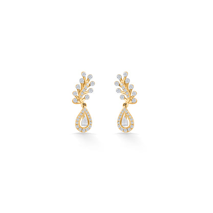 Ornate Droplet Yellow Gold Dangler Earring for Women
