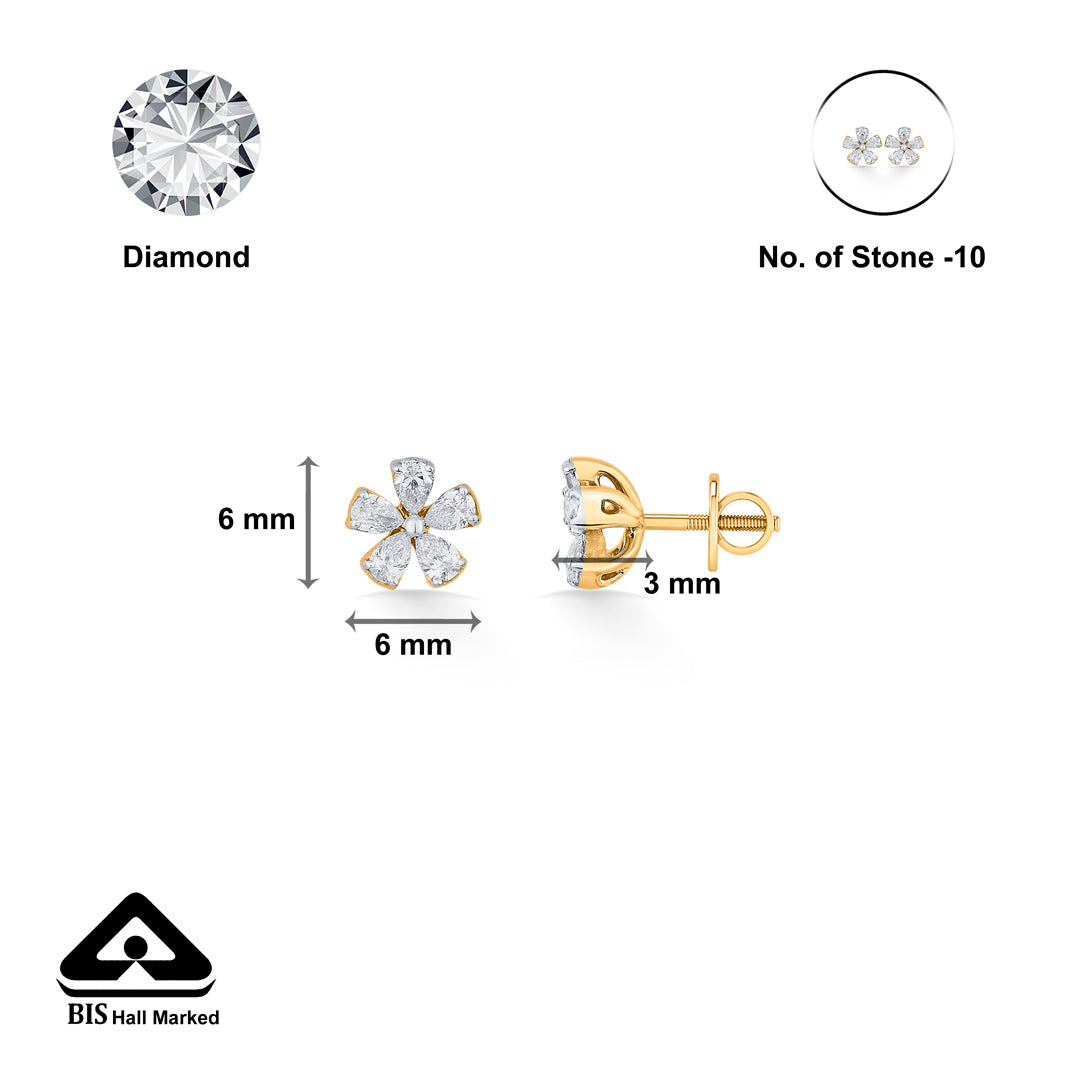 floret radiance yellow gold stud earring for woman